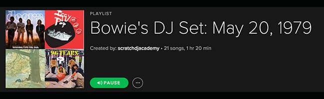 Bowie's DJ Set: May 20, 1979